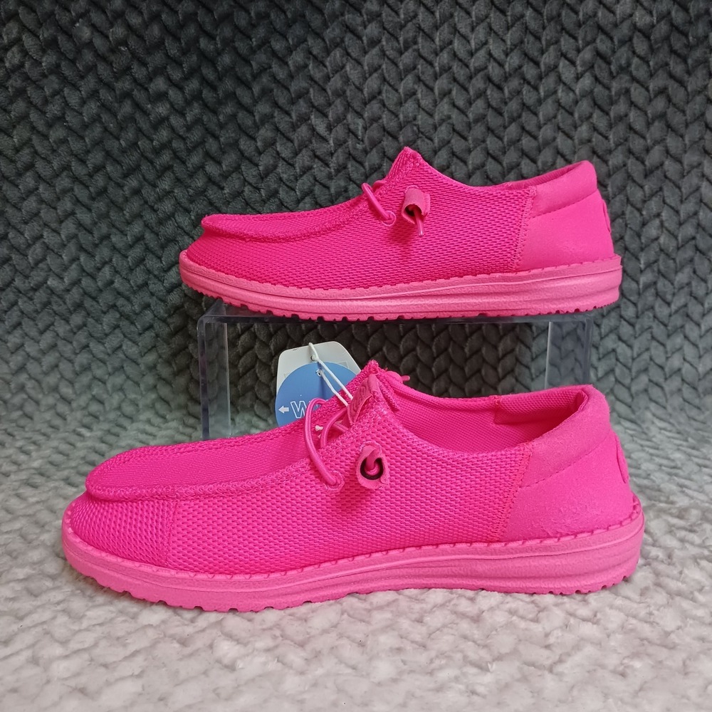 Hey Dude Wendy Funk Mono Wide Electric Pink Women's Sneakers Shoes Size 6D - Picture 2 of 10